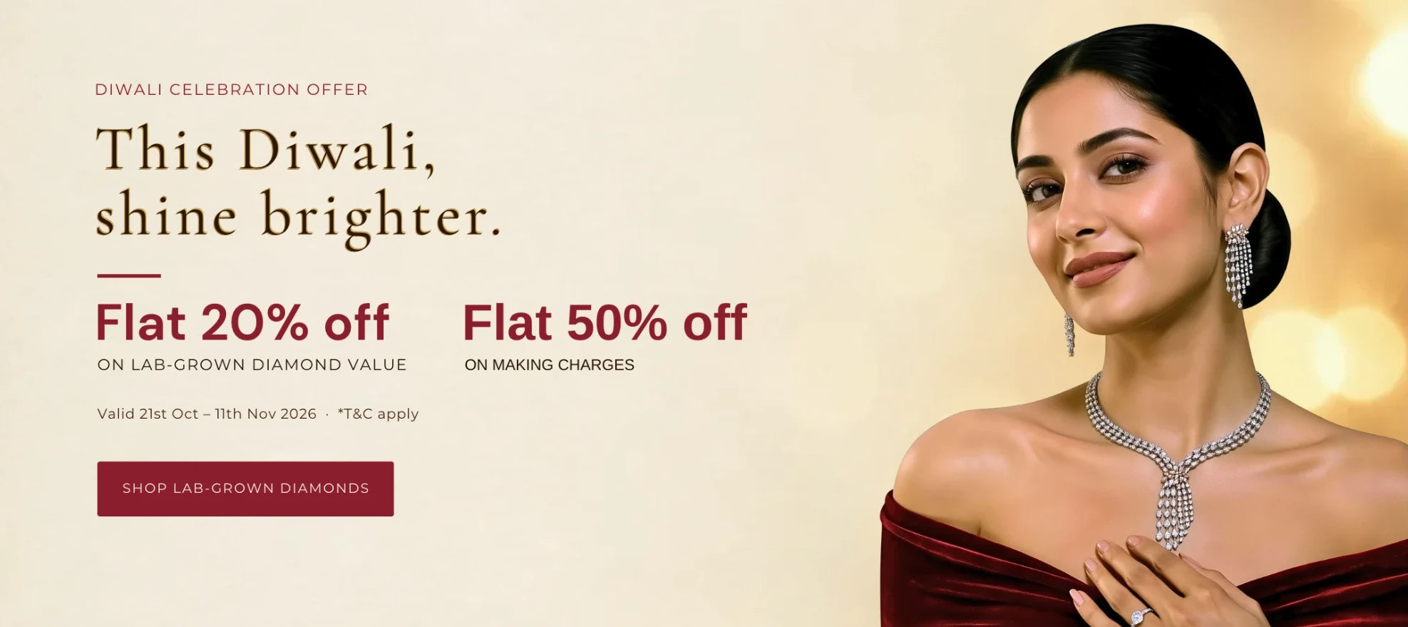Oreya Diwali offer on lab-grown diamond jewellery