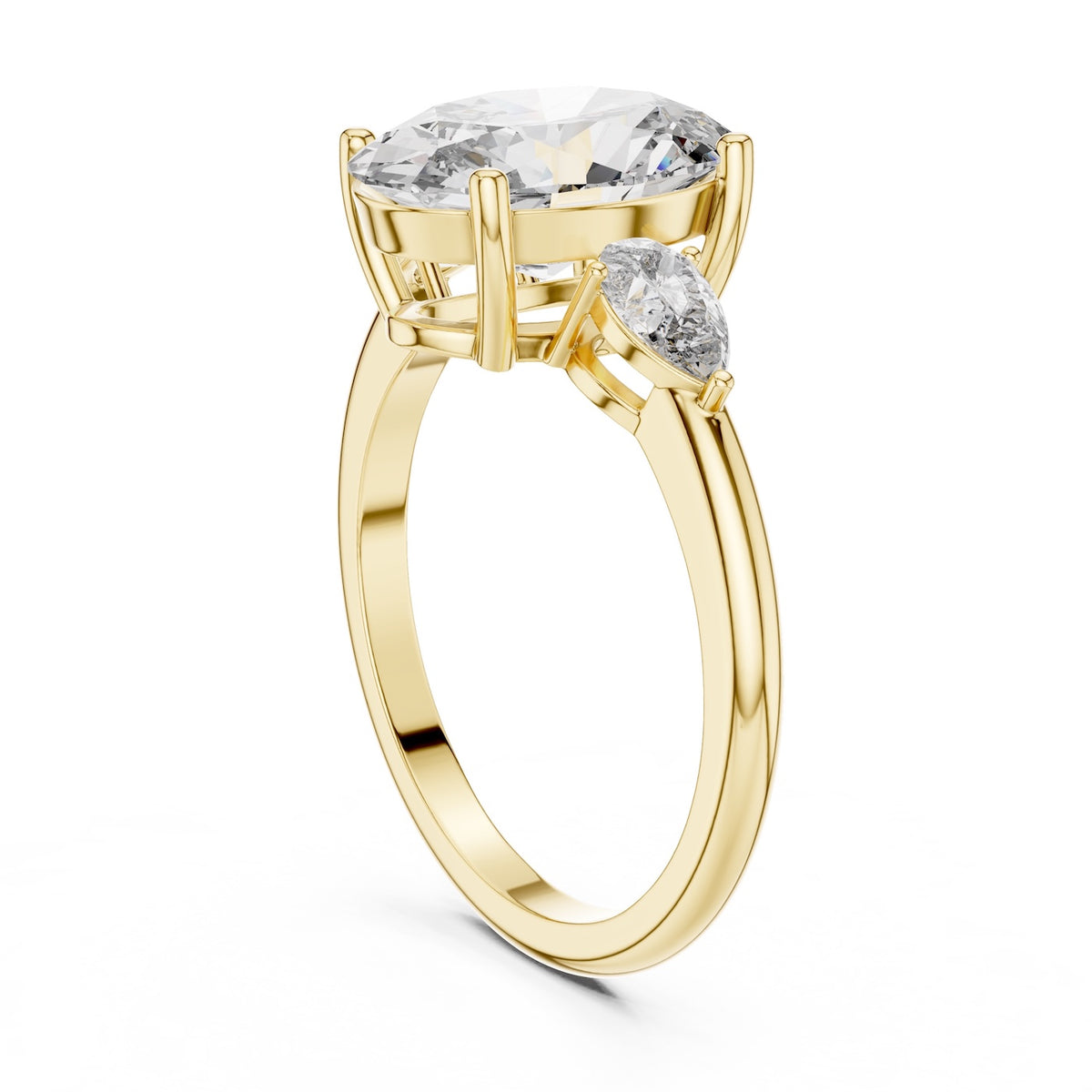 gold plated Silver ring with a oval-shaped center stone on a white background 