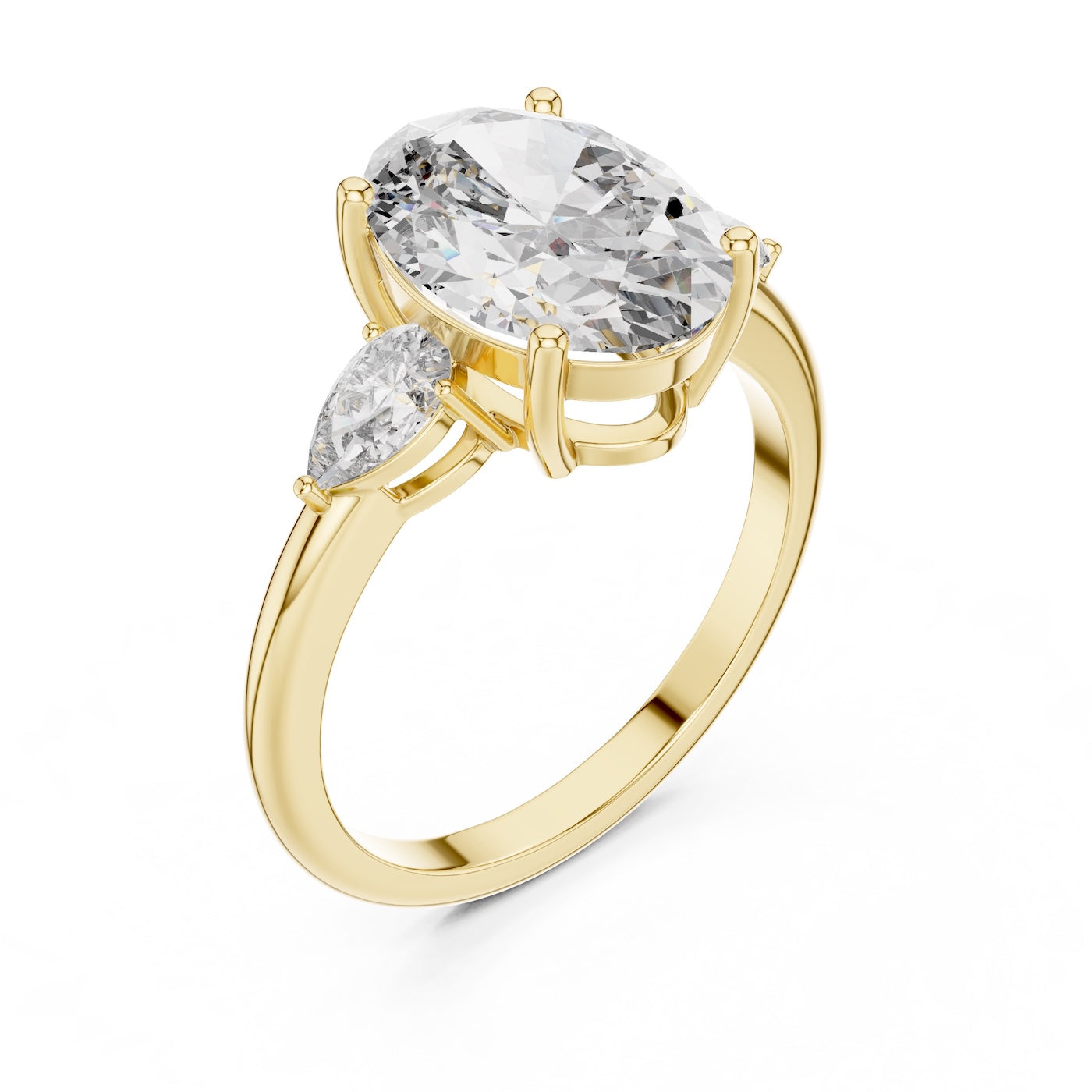gold plated Silver ring with a oval-shaped center stone on a white background 