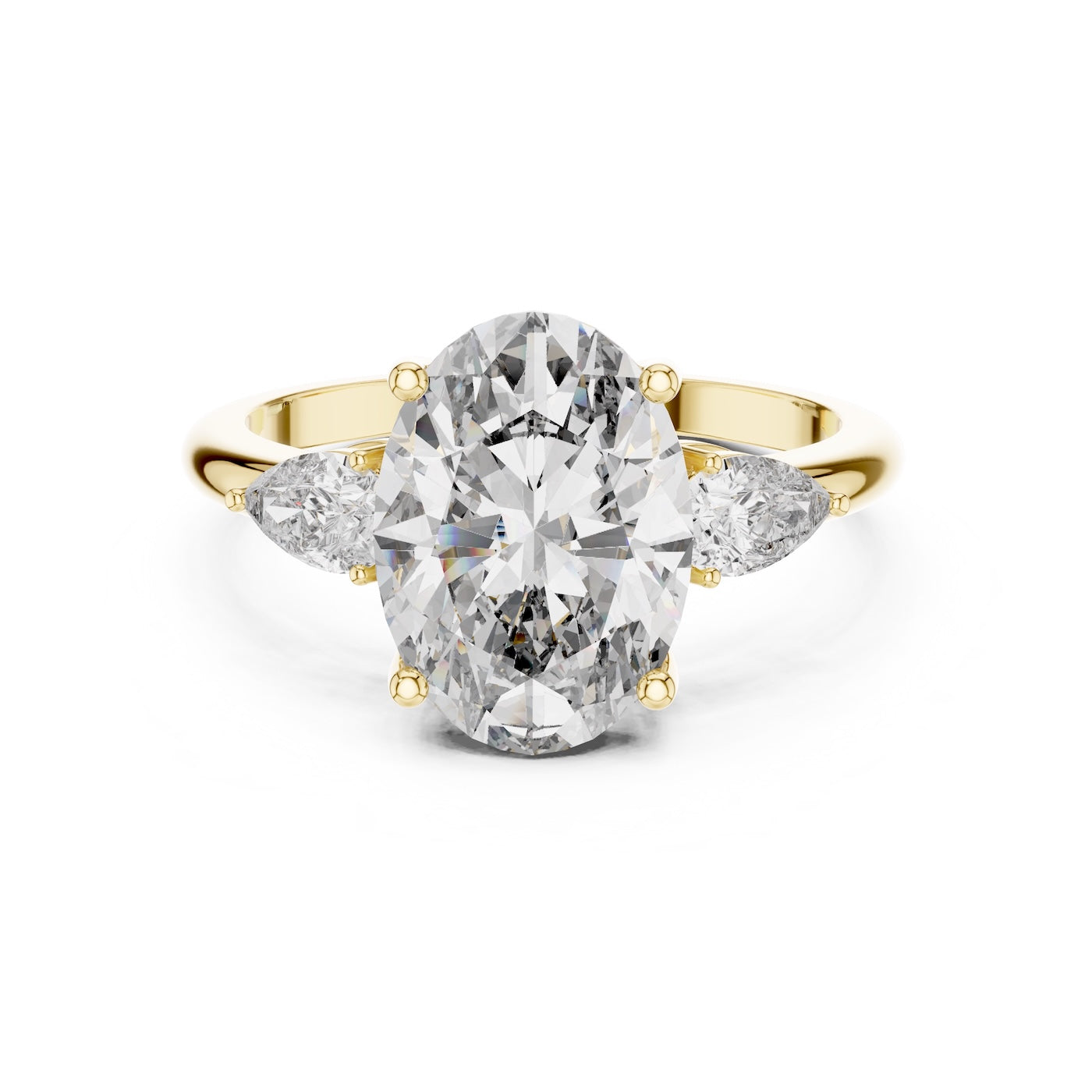 gold plated Silver ring with a oval-shaped center stone on a white background 