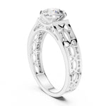 Silver ring with a zircon on a white background 