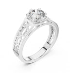 Silver ring with a zircon on a white background 