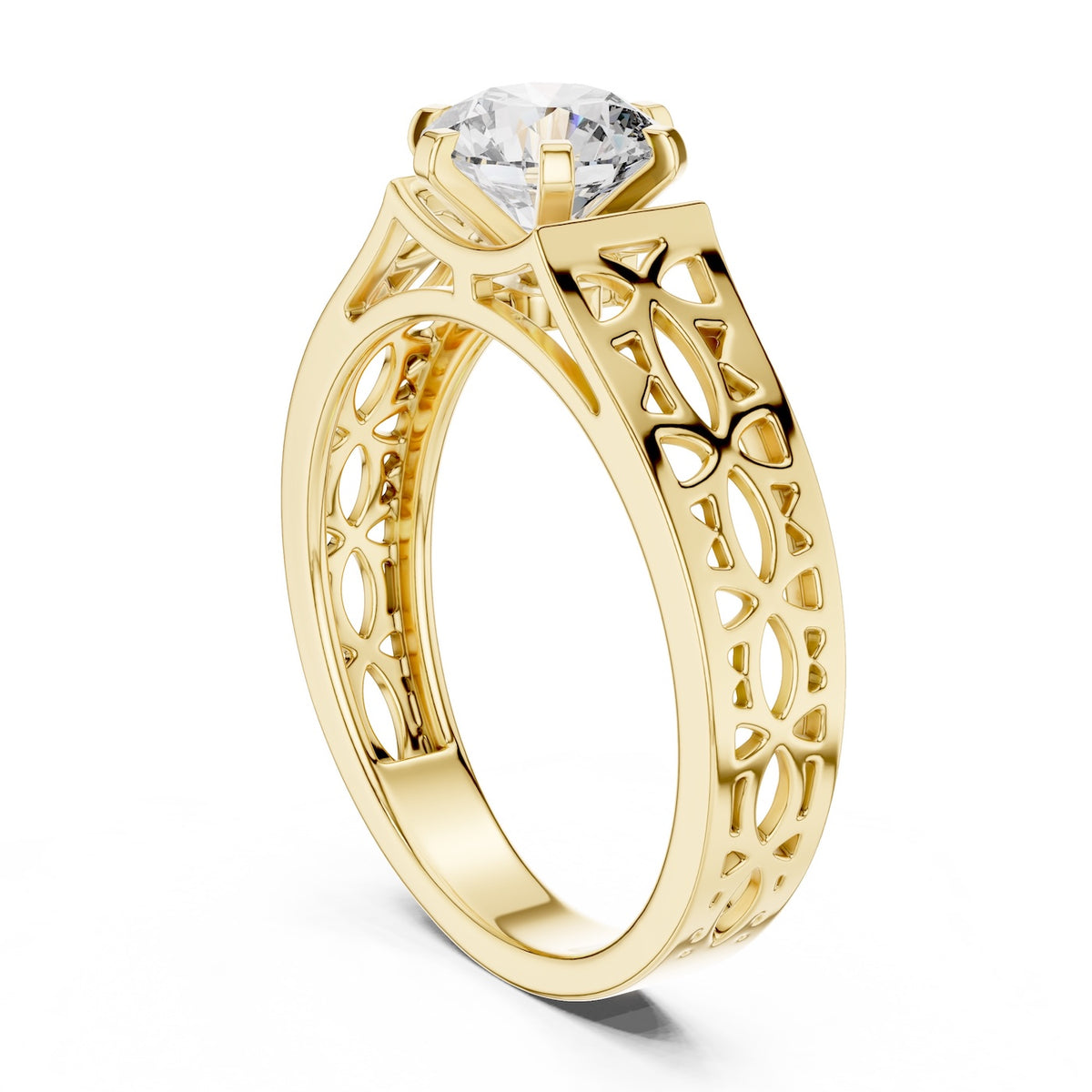 Silver ring with gold plating and a zircon on a white background 