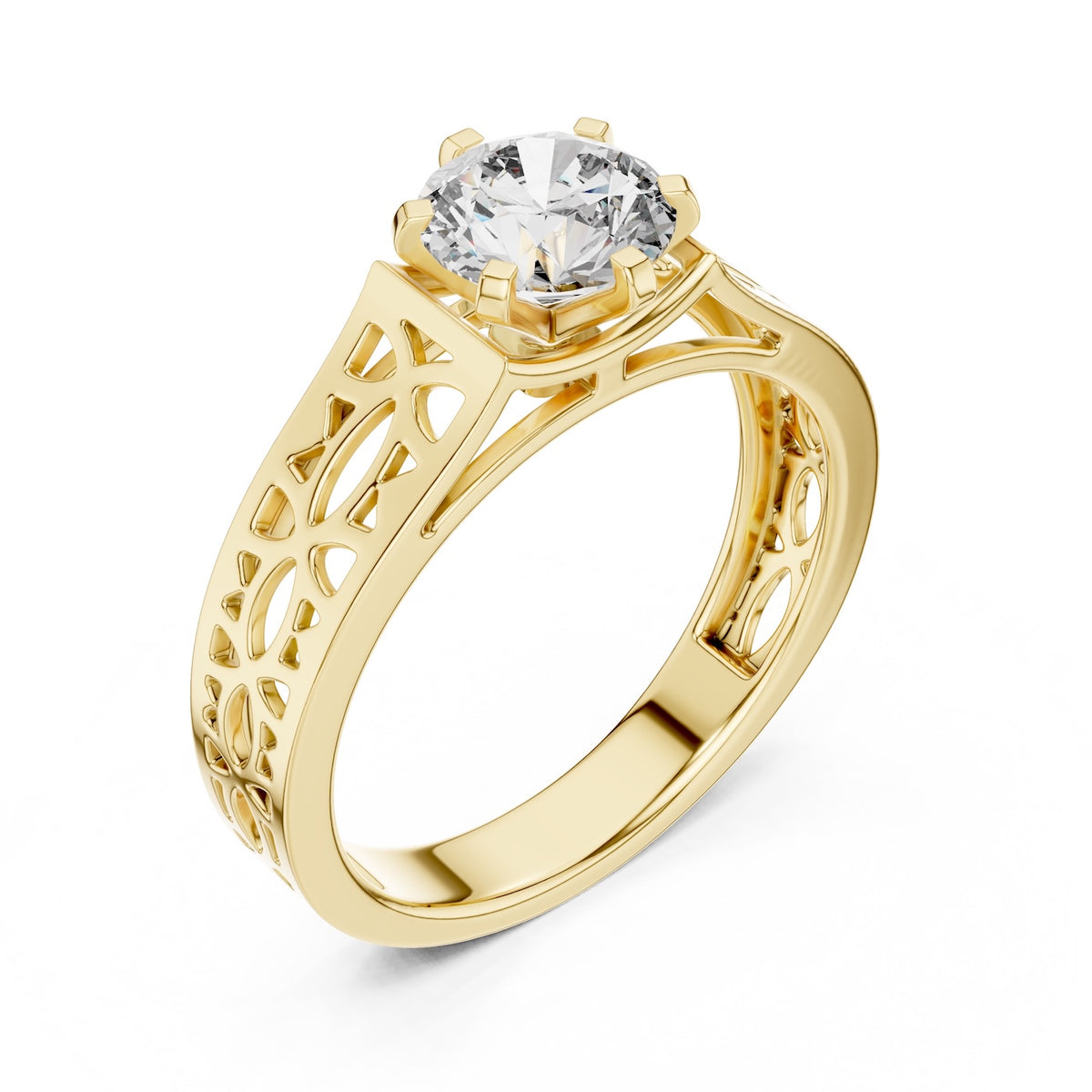 Silver ring with gold plating and a zircon on a white background 