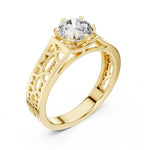 Silver ring with gold plating and a zircon on a white background 