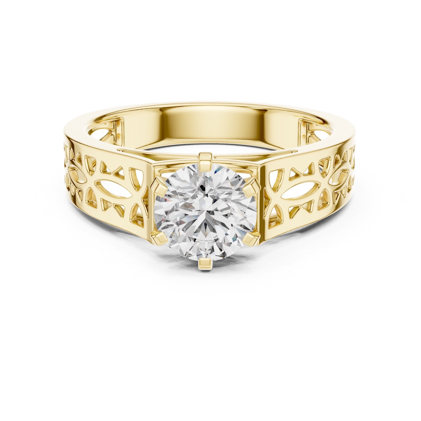 Silver ring with gold plating and a zircon on a white background 