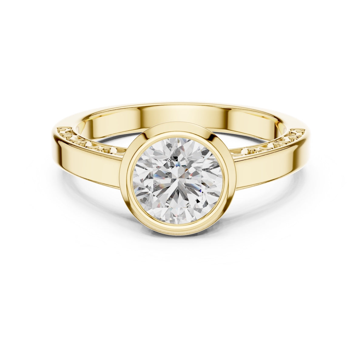 Gold plated Silver ring with a zircon diamond against a white background 