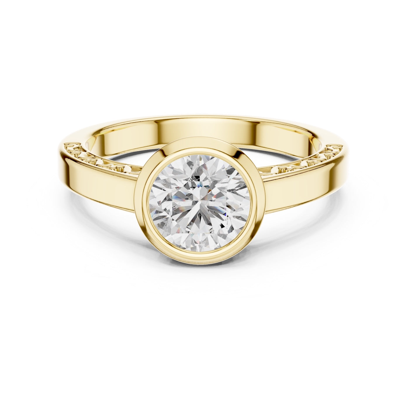 Gold plated Silver ring with a zircon diamond against a white background 