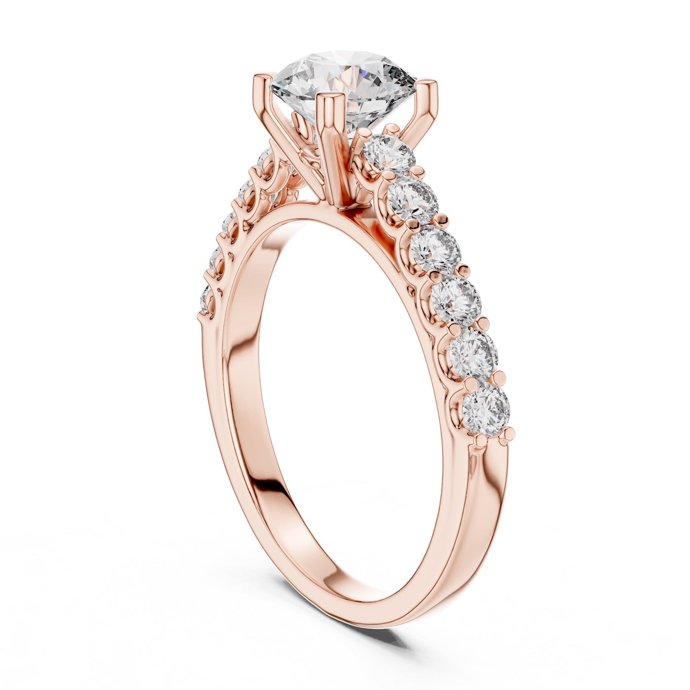 Rose-gold plated Silver ring with a white background 