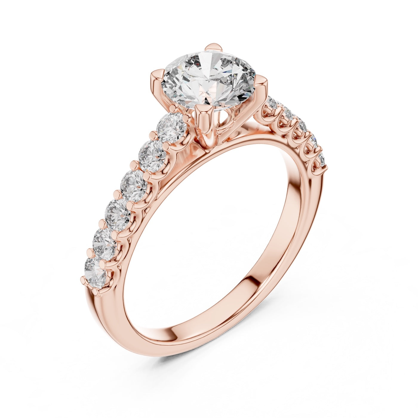 Rose-gold plated Silver ring with a white background 
