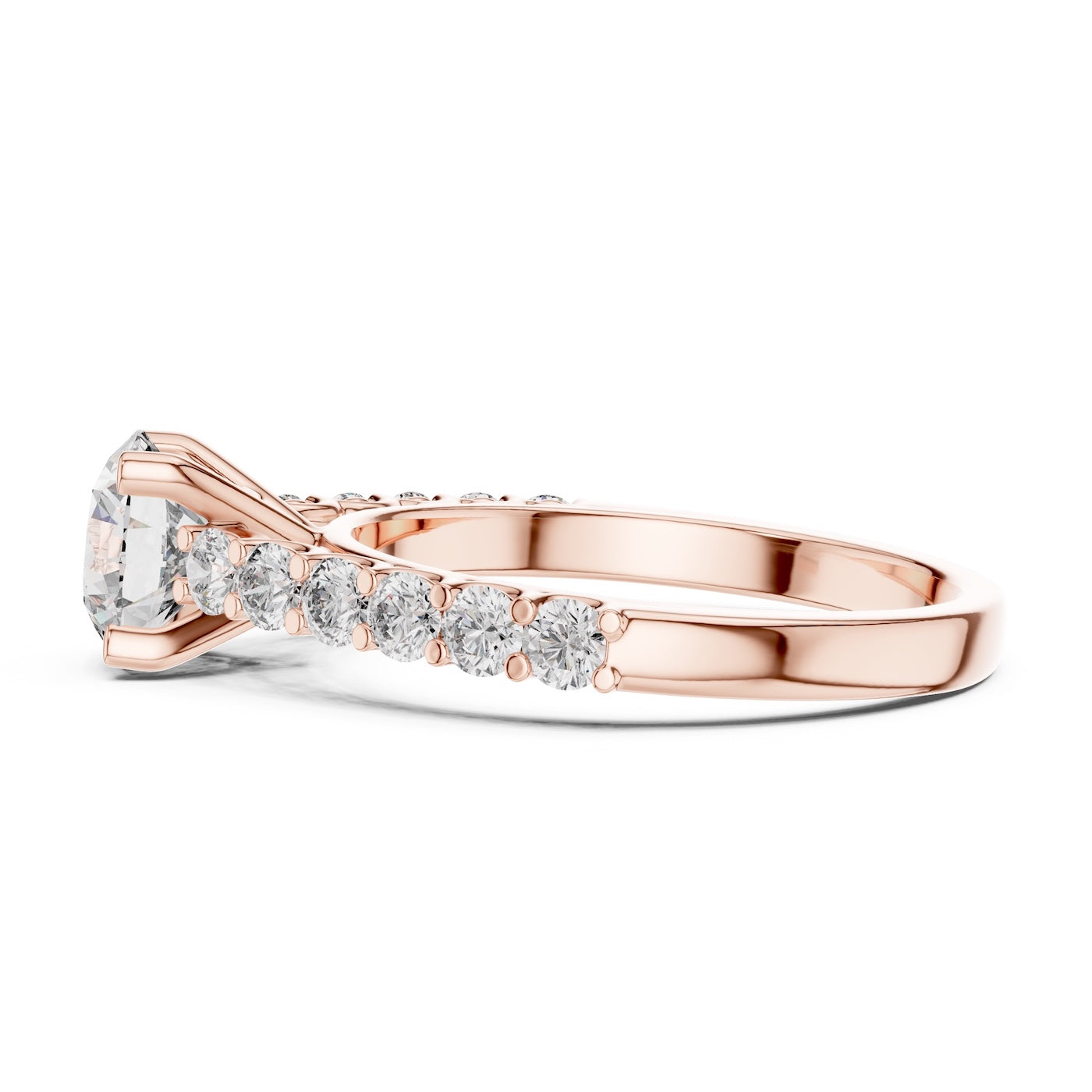 Rose-gold plated Silver ring with a white background 