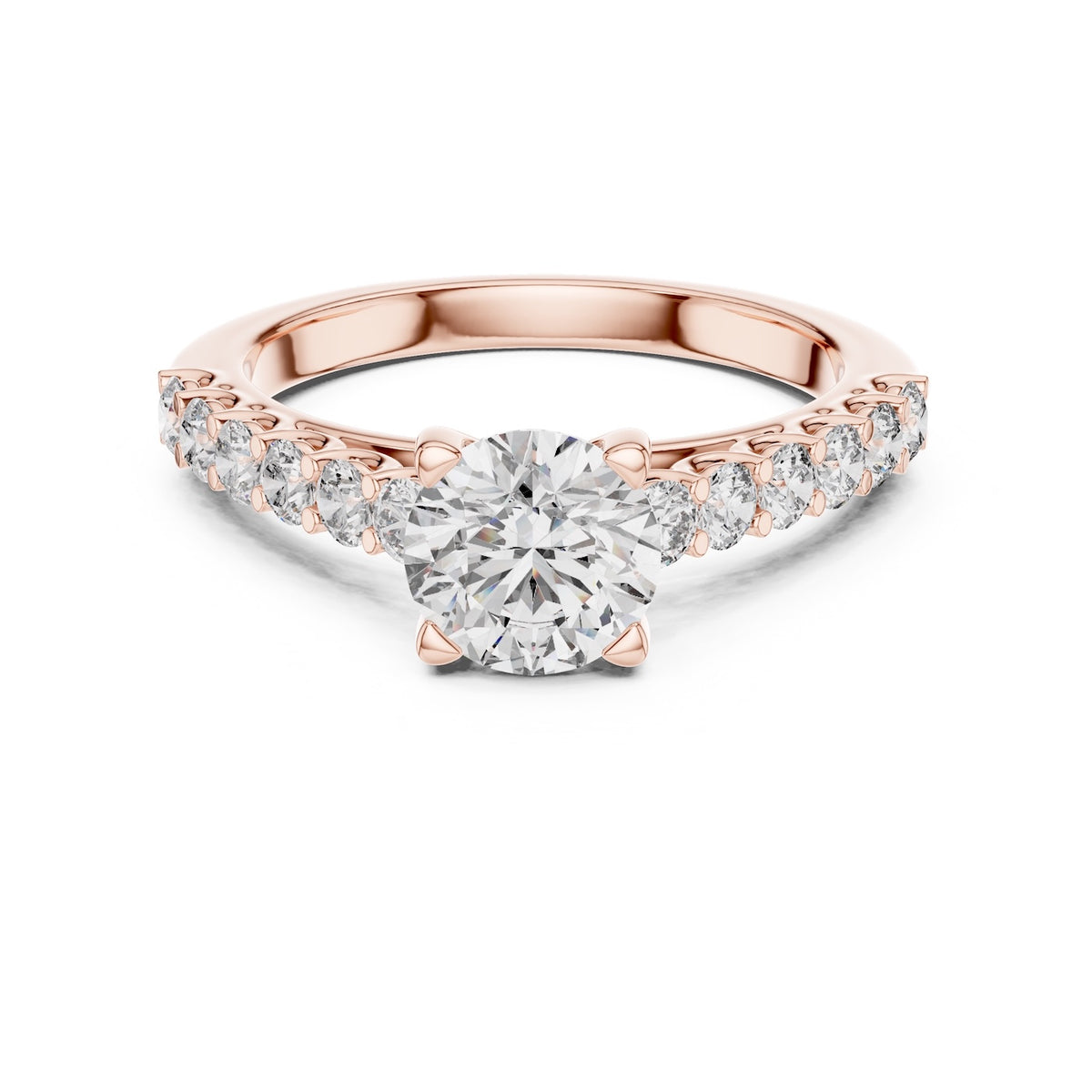 Rose-gold plated Silver ring with a white background 