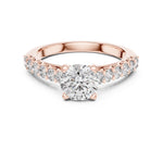 Rose-gold plated Silver ring with a white background 