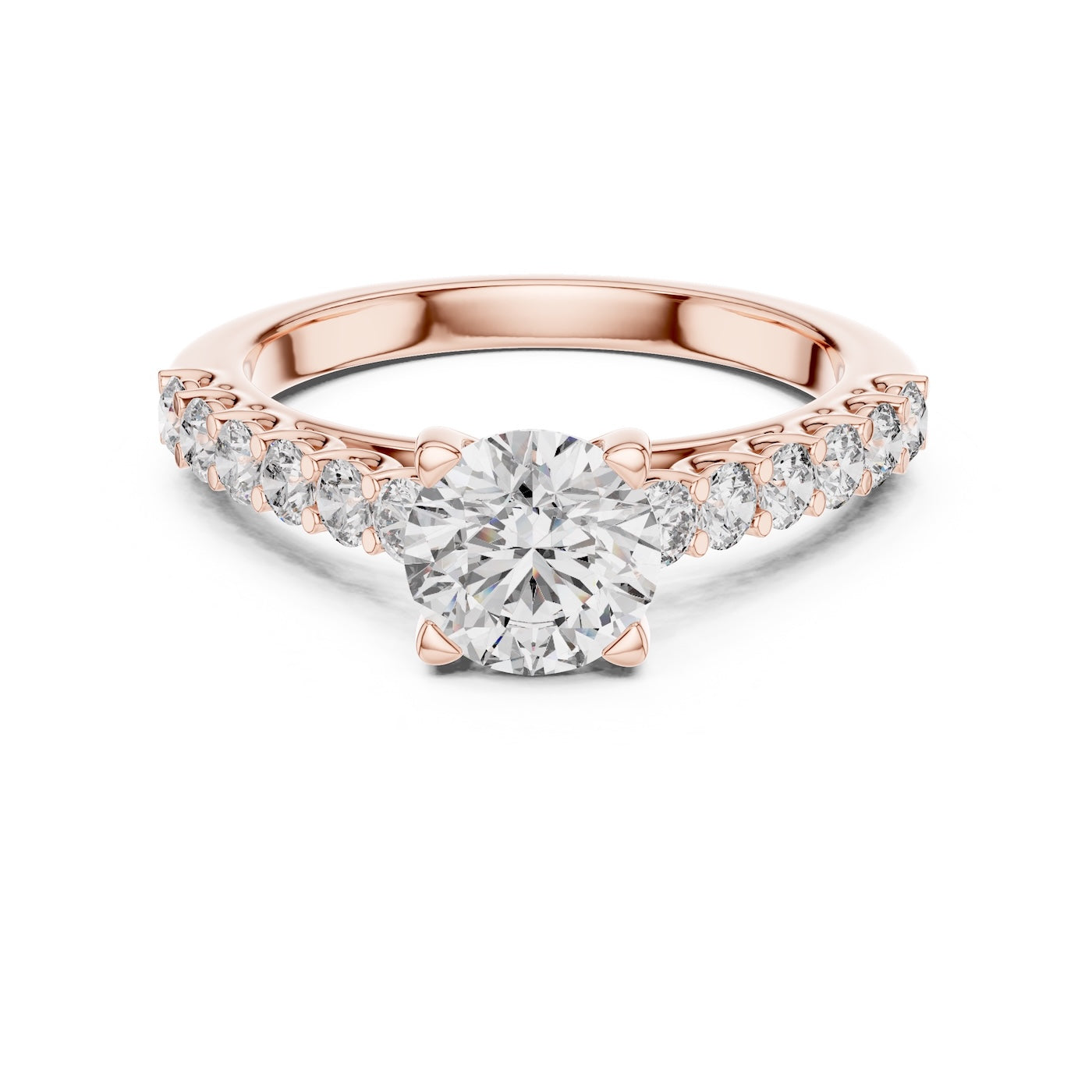 Rose-gold plated Silver ring with a white background 