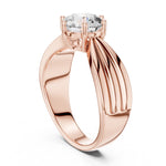 Rose-gold plated Silver ring with a large zircon on a white background 