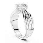 Silver ring with a large zircon on a white background 