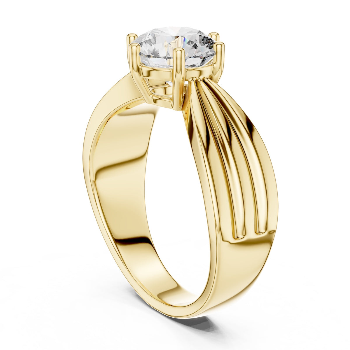 gold plated Silver ring with a large zircon on a white background 