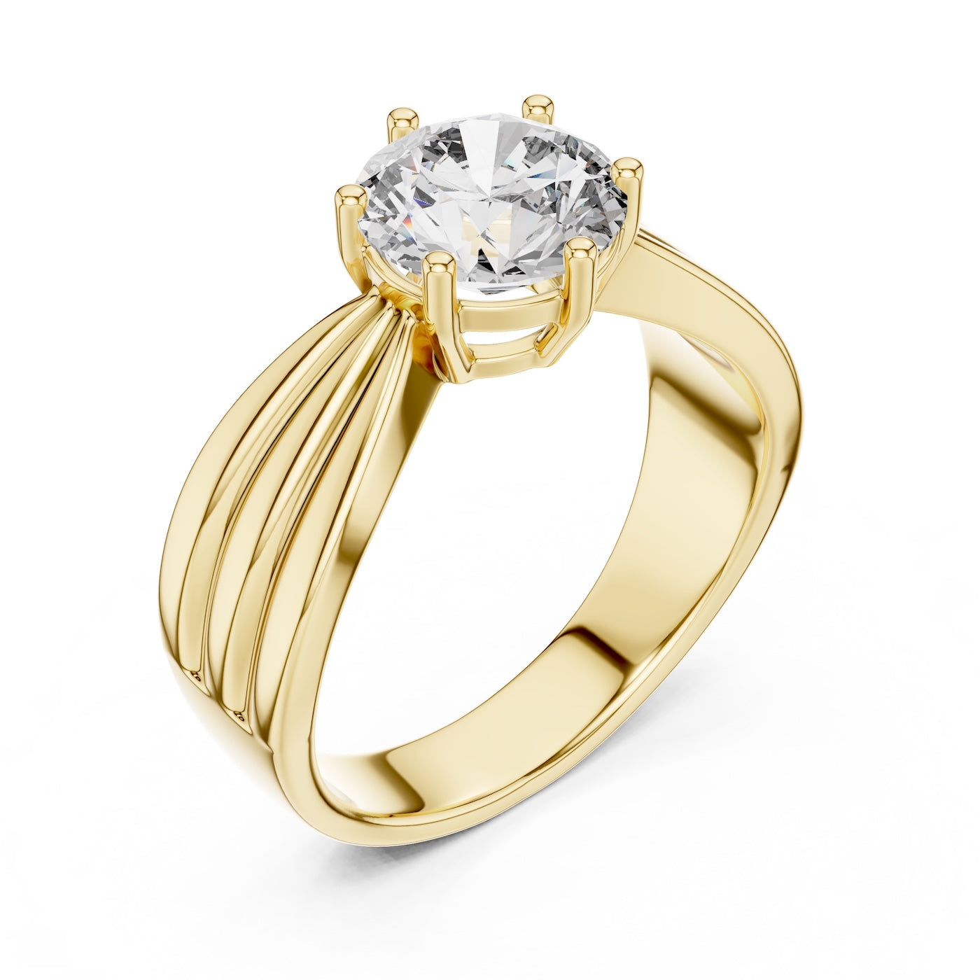 gold plated Silver ring with a large zircon on a white background 
