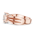 Rose-gold plated Silver ring with a large zircon on a white background 