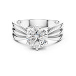 Silver ring with a large zircon on a white background 